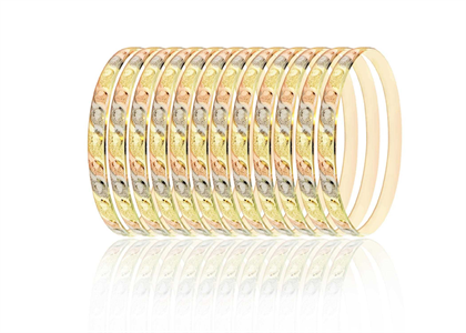 3 Tone plated Diamond Cut Fashion Bangles